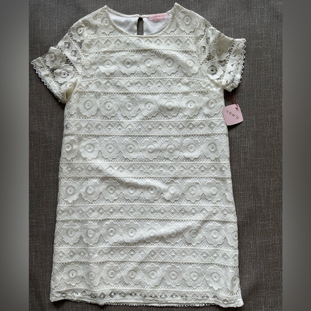 Vow’d Women’s‎ Ivory Lace Lined Shift Dress Medium NWT Floral Midi